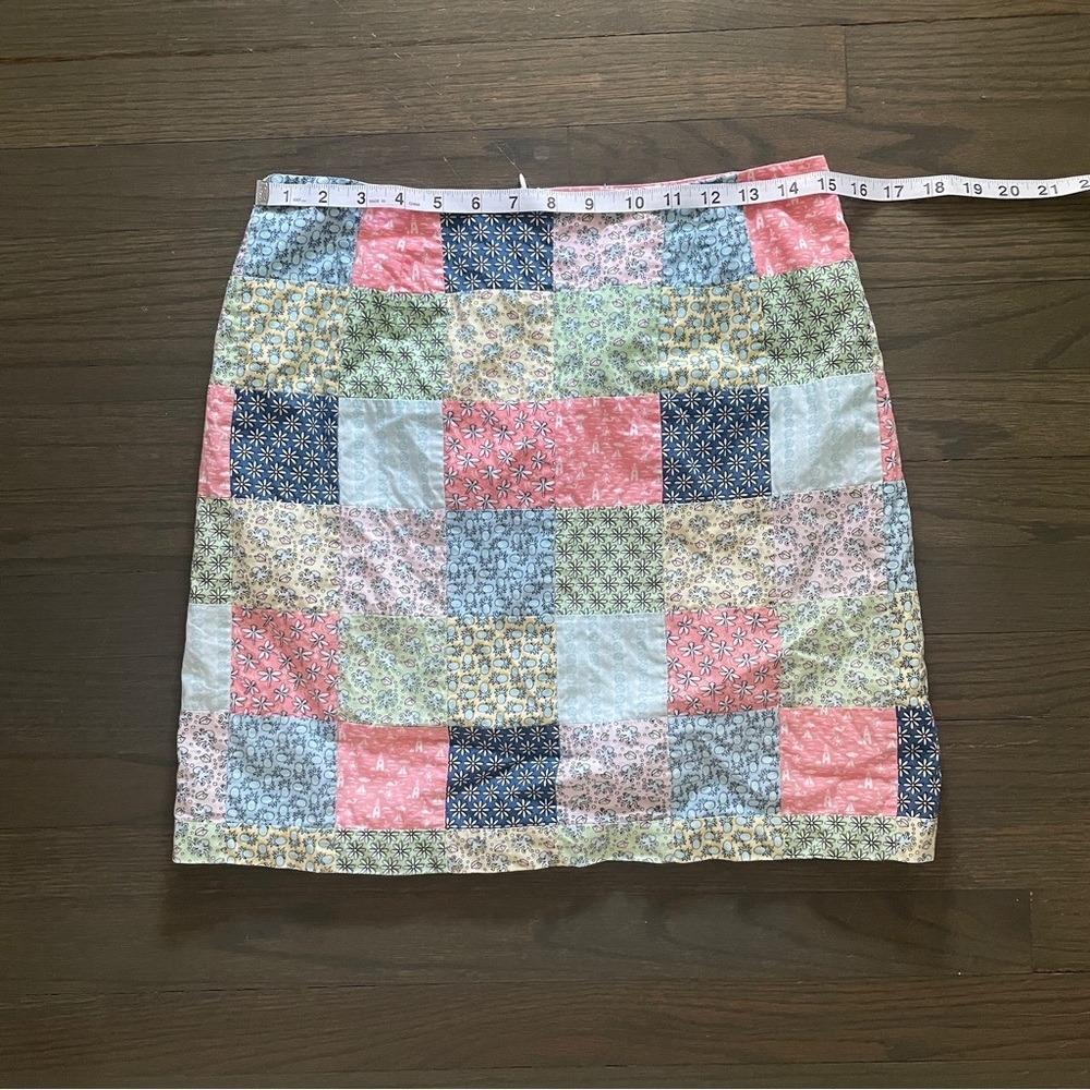Vineyard Vines Patchwork Cotton Skirt Size 4 Coastal Preppy Quilted Look cottage - Picture 6 of 7
